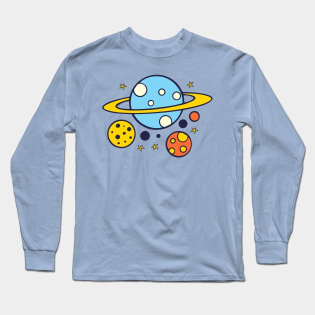 Planet Illustration Long Sleeve T-Shirt by yudabento